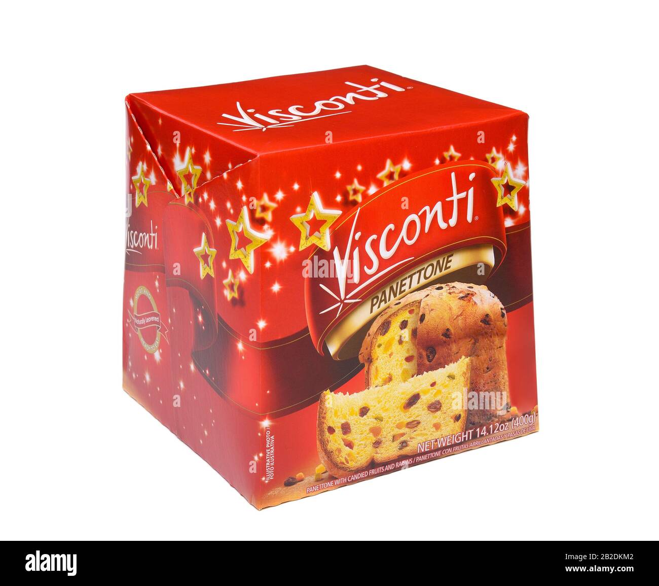 Irvine, KALIFORNIEN - DECENBER 17,M 2017: Visconti Panettone. Ein italienisches süßes Brotlaib mit kandierten Früchten, normalerweise für Weihnachten und Neu zubereitet Stockfoto