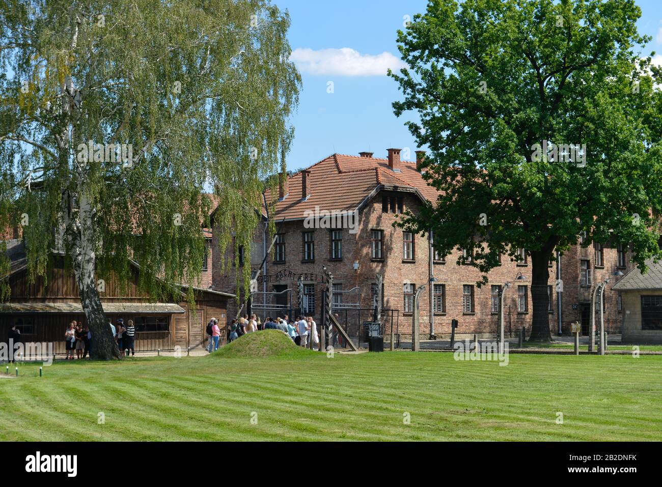 Eingangstor, Stammlager ich Konzentrationslager Auschwitz-Birkenau, Auschwitz, Polen Stockfoto