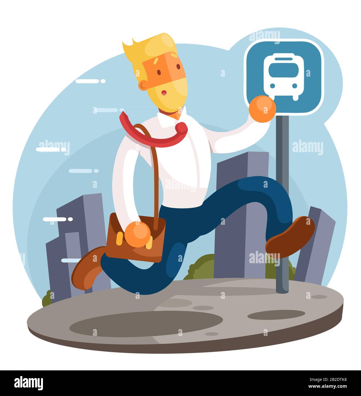 Geschäftsfrau läuft und beeilt sich. Flaches Design mit Illustration Stock Vektor