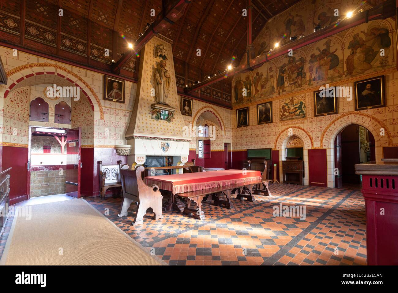 Die Banqueting Hall in Castell Coch (Red Castle), Tongwynlais, Wales Stockfoto