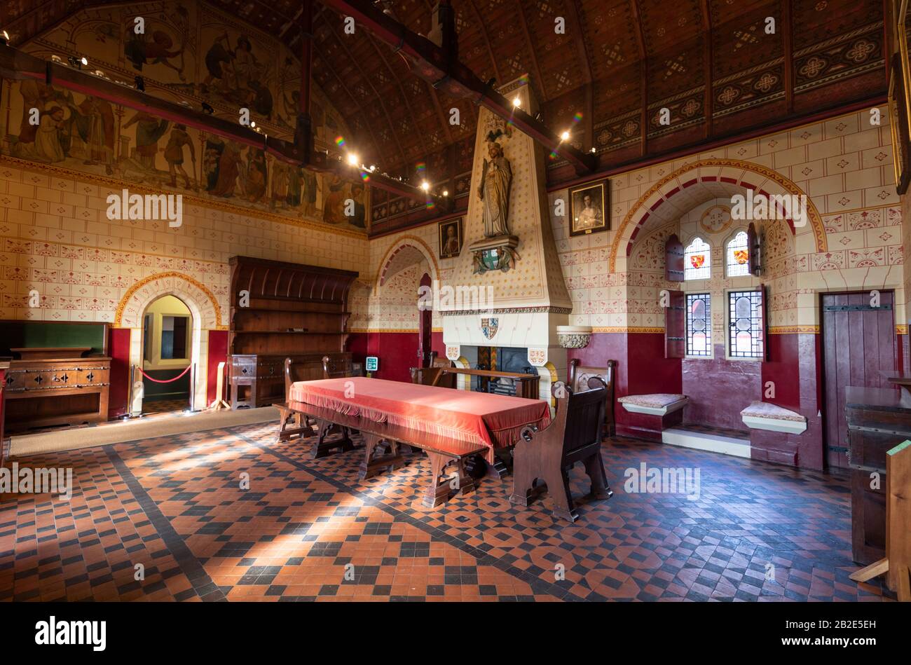 Die Banqueting Hall in Castell Coch (Red Castle), Tongwynlais, Wales Stockfoto