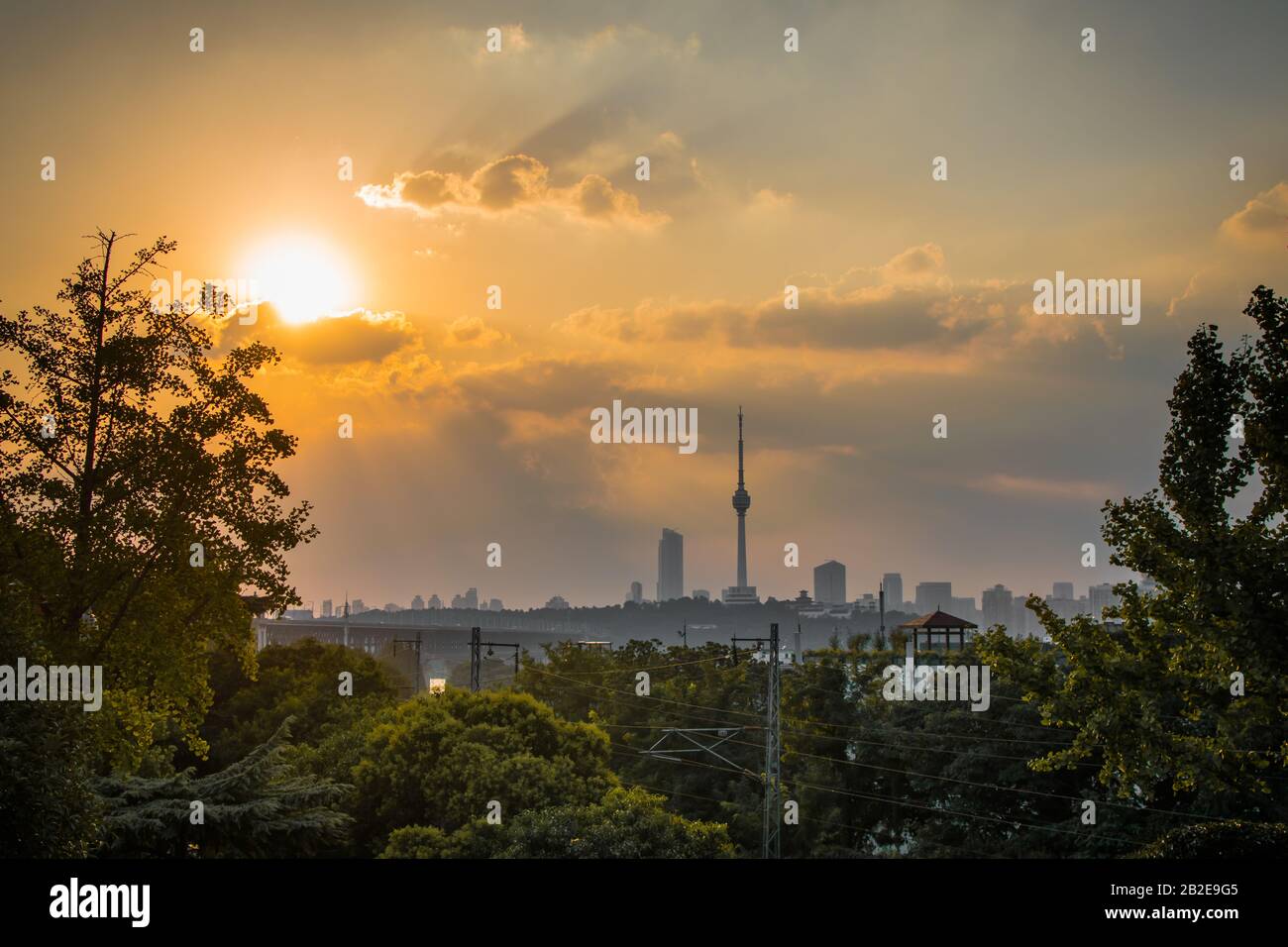 Sonnenuntergang in Wuhan china City Stockfoto