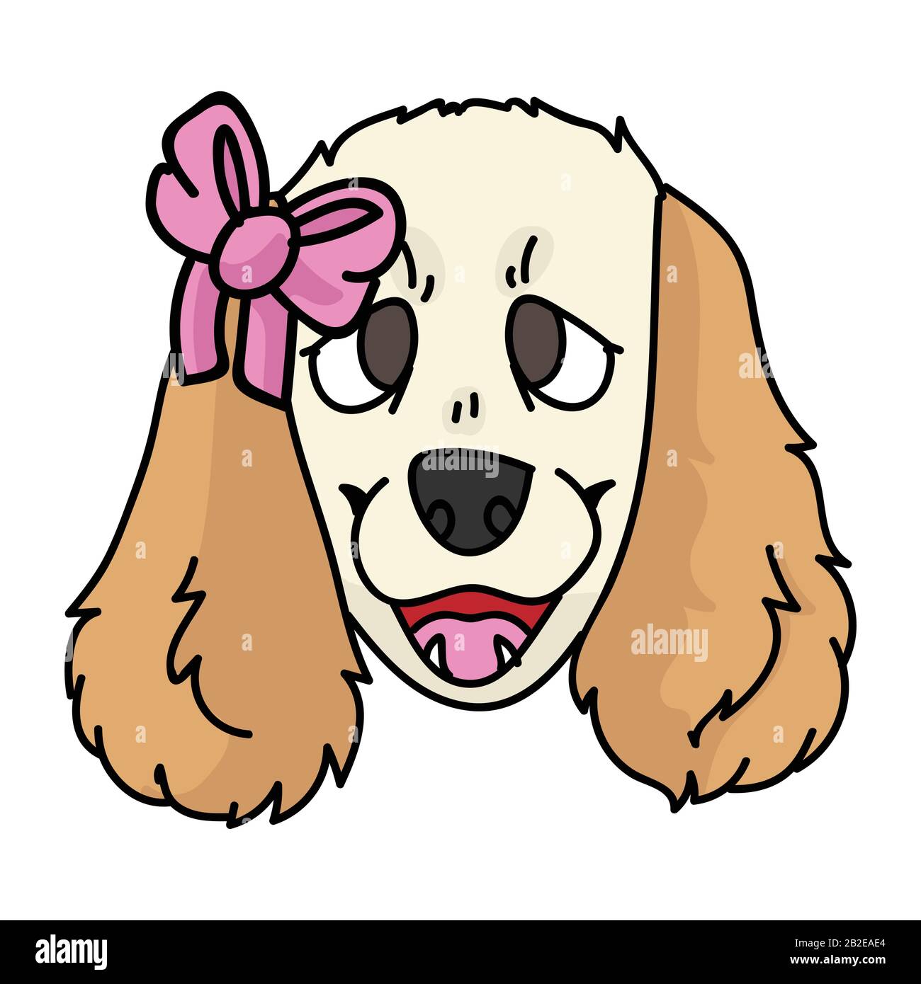 Susser Cartoon Cocker Spaniel Welpe Mit Girligem Bogen Hund Gesicht Vektor Clipart Hundefreunde Mit Stammbaum Und Zwinger Reinrassige Hauswelpe Fur Haustierstube Stock Vektorgrafik Alamy