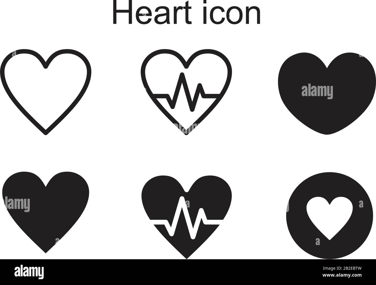 Herzsymbol Vorlage schwarz Farbe editierbar. Herzo-Symbol Flache Vektorgrafiken für Grafik- und Webdesign. Stock Vektor
