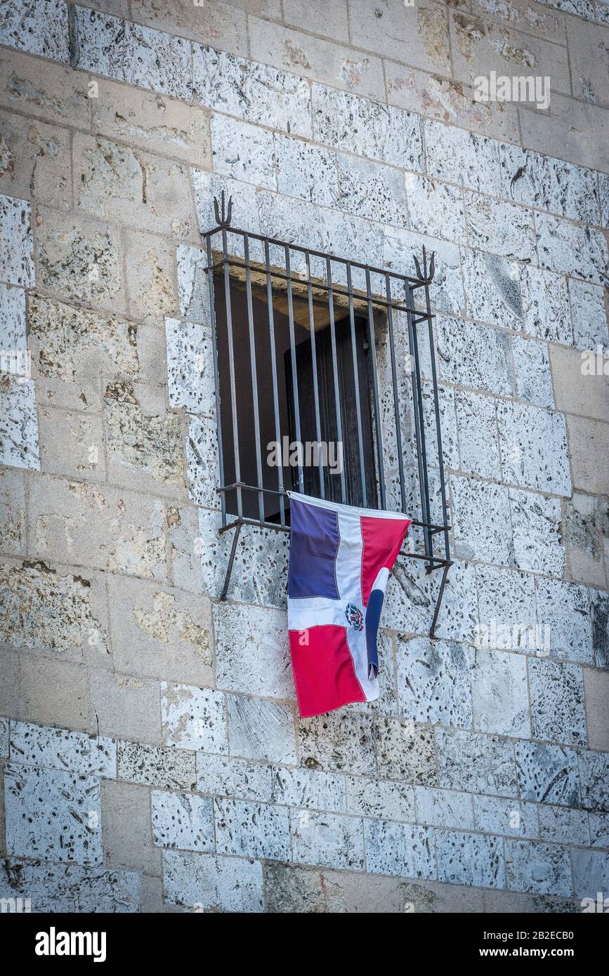 Dominikanische Nationalflagge Stockfoto