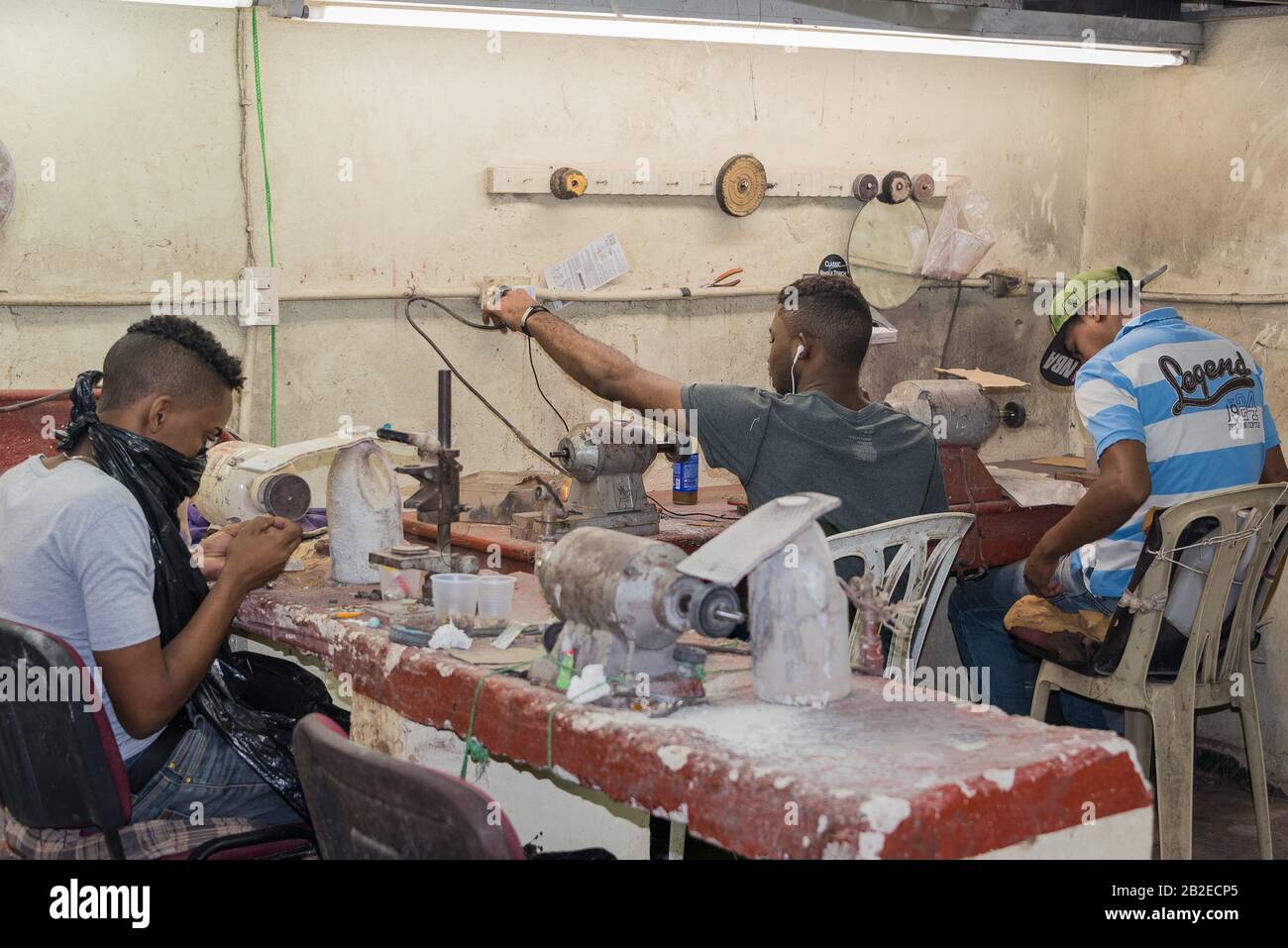 Fabrikarbeiter in Santo Domingo Stockfoto