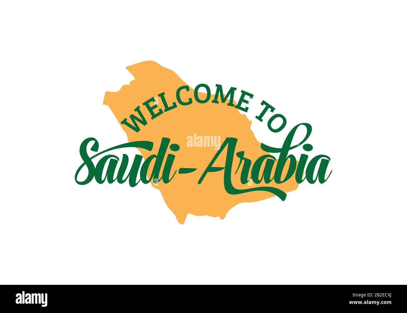 Willkommen Bei Saudi Arabia Word Text Creative Font Design Illustration, Willkommensschild Stock Vektor