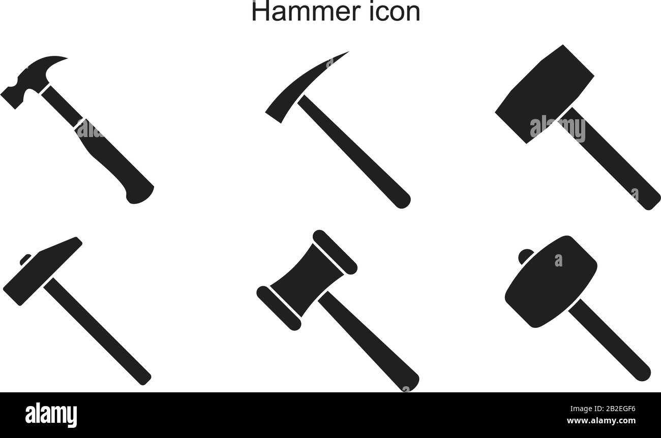 Hammer Icon Template schwarz Farbe editierbar. Hammer Symbol Symbol Flat Vector Illustration für Grafik- und Webdesign. Stock Vektor
