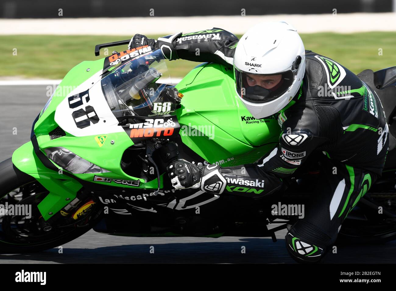 Glenn Scott (NSW), ZX10r, Australian Superbikes 2020. Qualifikation 1. Phillip Island Grand Prix Circuit, Victoria, Australien. Februar 2020 Stockfoto