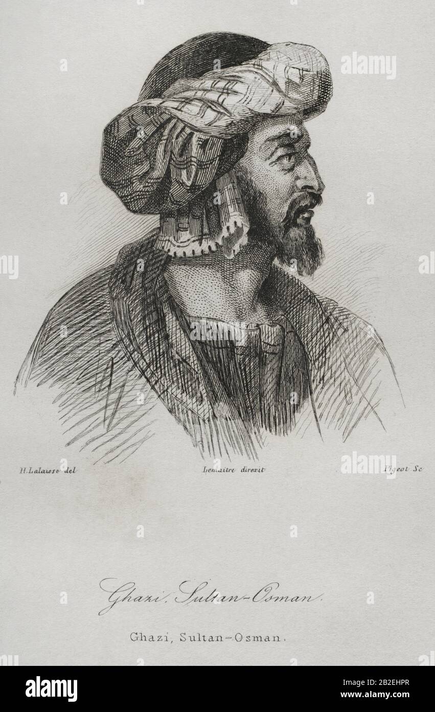Osman I 1258 1326 En Turco Sultan Osman Gazi Fundador Del Imperio Otomano Grabado Por Lemaitre Lalaisse Y Pigeot Historia De Turquia Por Joseph Marie Jouannin 1783 1844 Y Jules Van Gaver Panorama Universal