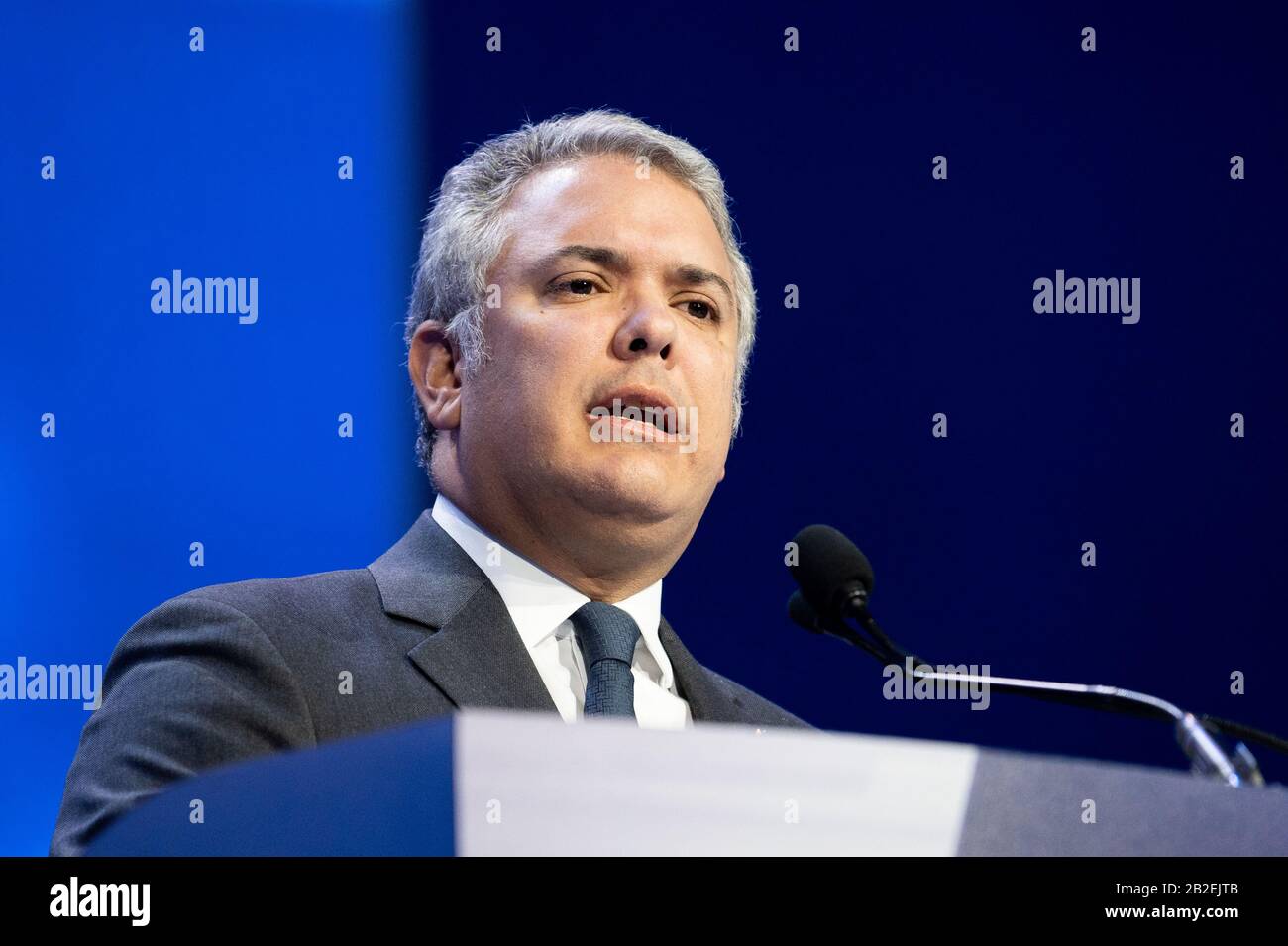 Washington, Vereinigte Staaten. März 2020. Ivan Duque Marquez, Präsident von Kolumbien, spricht auf der politischen Konferenz des amerikanischen Israel-Ausschusses für öffentliche Angelegenheiten. Credit: Sopa Images Limited/Alamy Live News Stockfoto