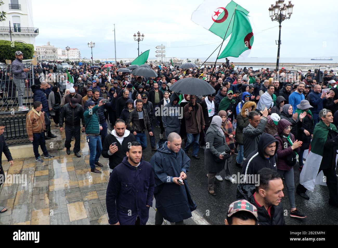 Friedliche Straßenproteste in den Straßen Algiers Stockfoto