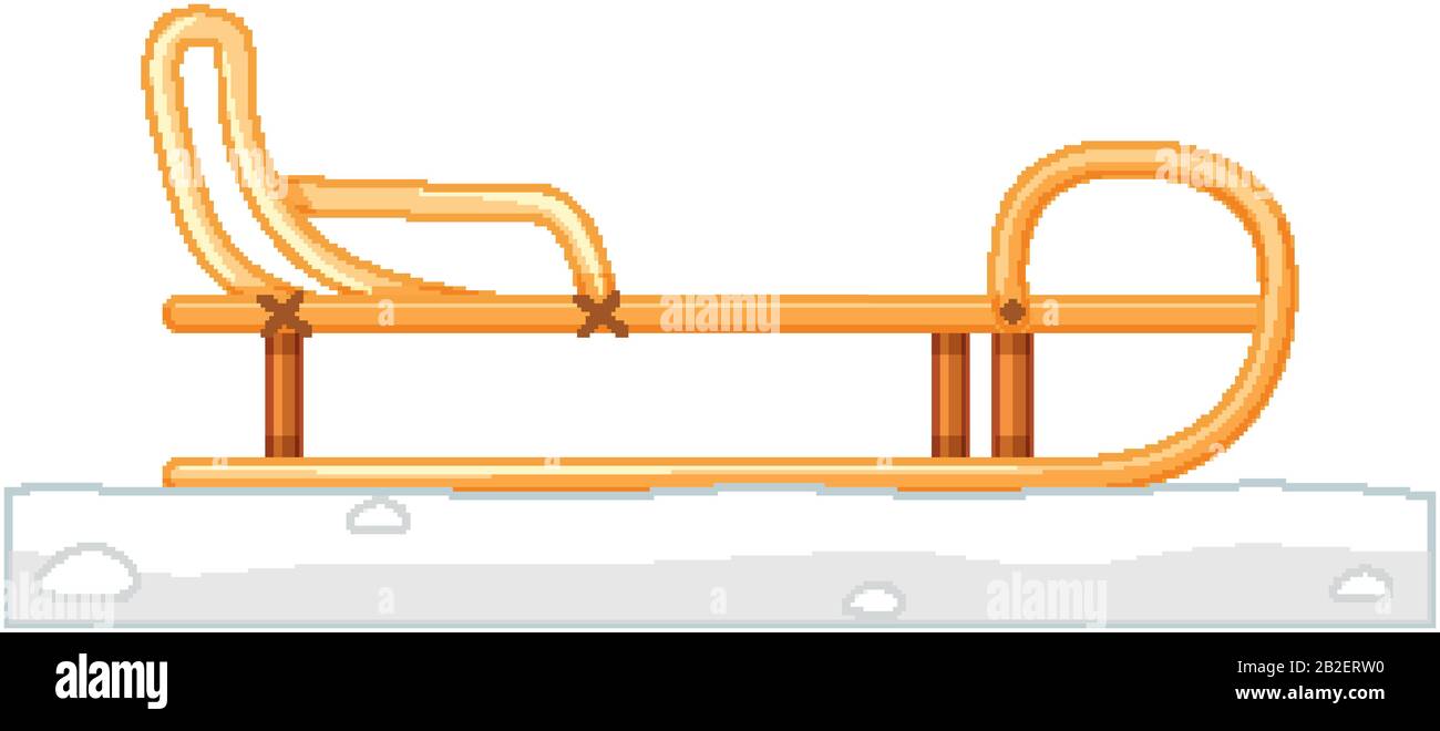 Holzschlitten auf Schneegrund abgebildet Stock Vektor