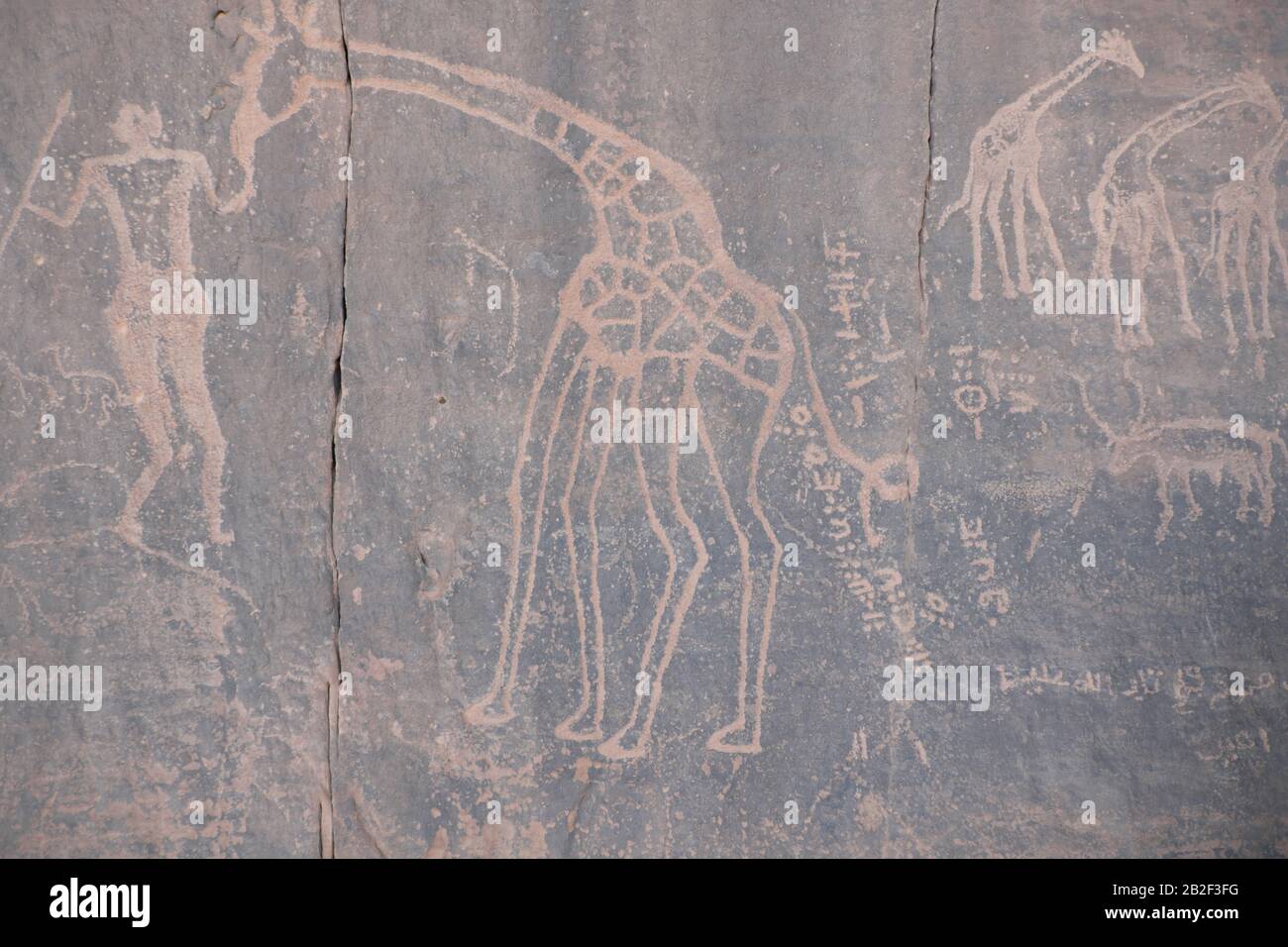 Prähistorische Kunst in Tassili n'Ajjer, Südalgerien Stockfoto