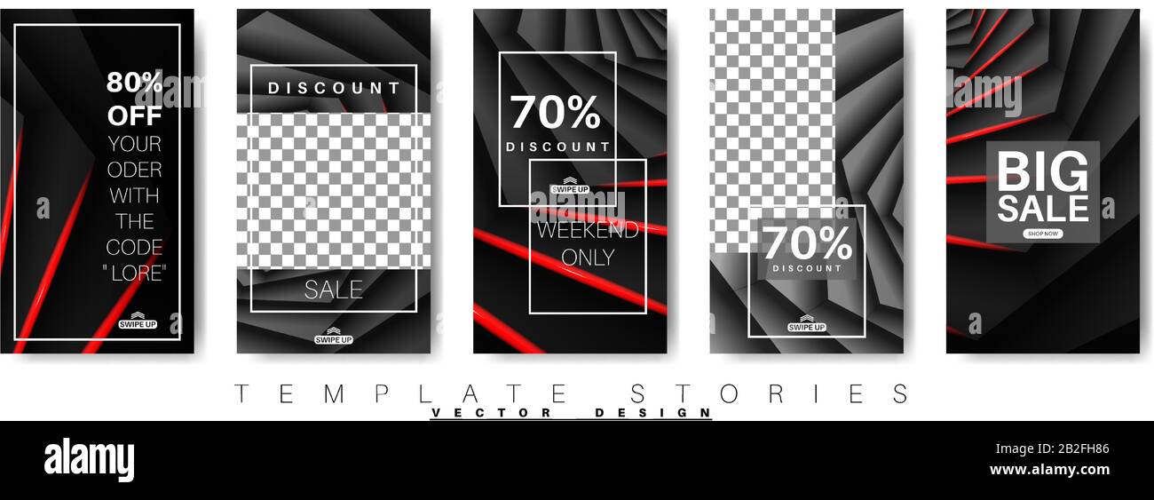Trendige, bearbeitbare Vorlage für Geschichten in sozialen Netzwerken, Vektorgrafiken. Gestalten Sie Hintergründe für soziale Medien. Stock Vektor