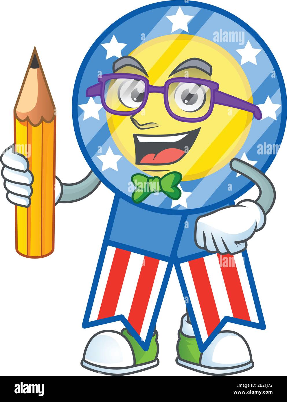 Eine Maskottchen-Ikone der US-amerikanischen Medaillenfigur mit Bleistift Stock Vektor