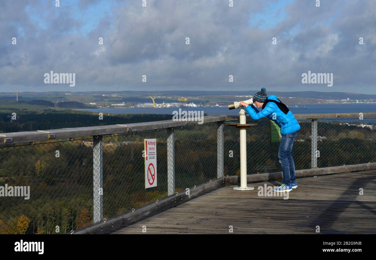 Aussichtsturm, Baumwipfelpfad, Naturerbe-Zentrum, Prora, Binz, Rügen, Mecklenburg-Vorpommern, Deutschland Stockfoto