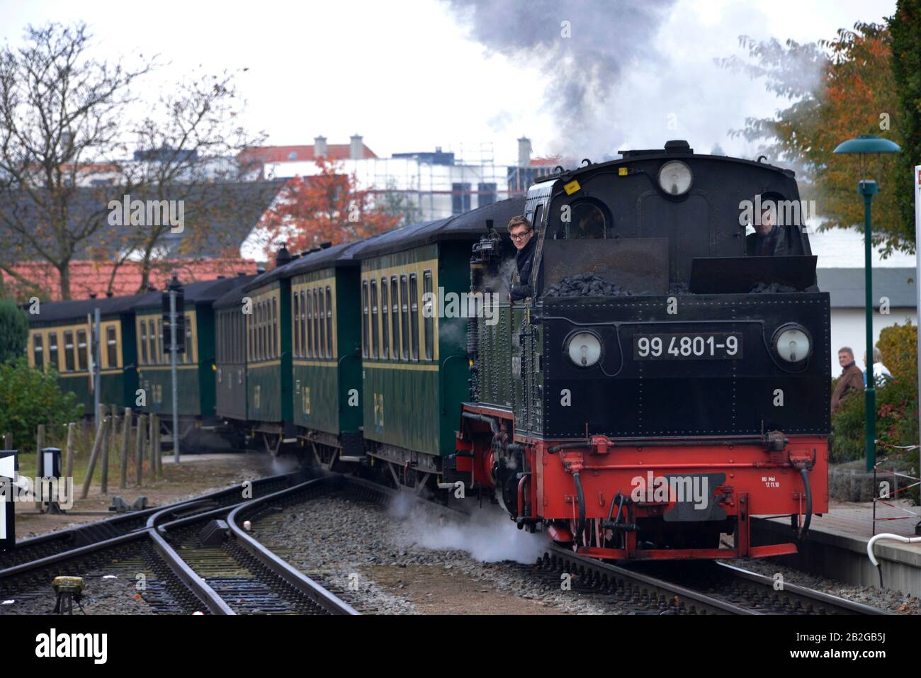 Rasender Roland, Bahnhof, Binz, Rügen, Mecklenburg-Vorpommern, Deutschland Stockfoto