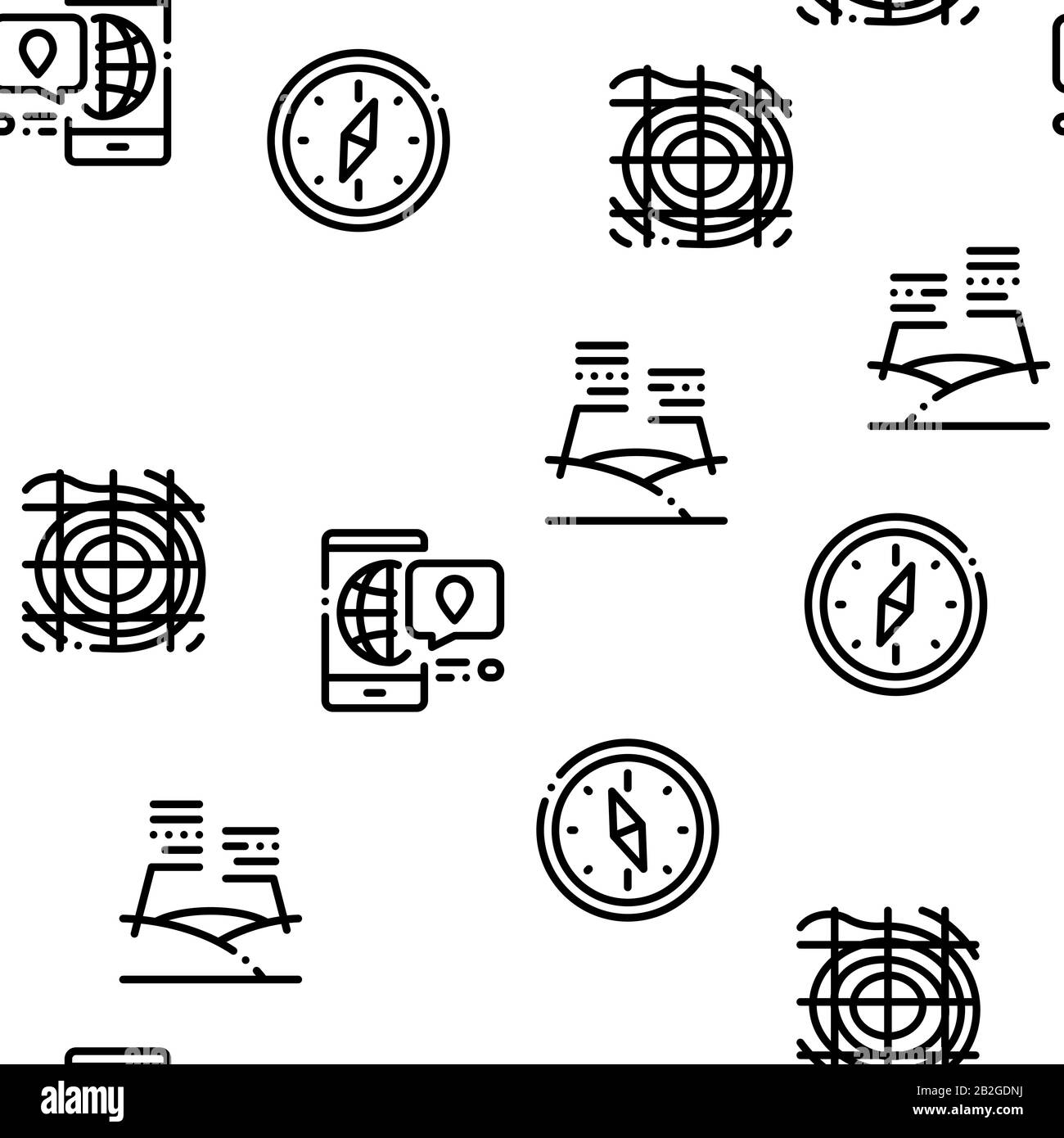 Topographie Forschung Nahtloser Mustervektor Stock Vektor