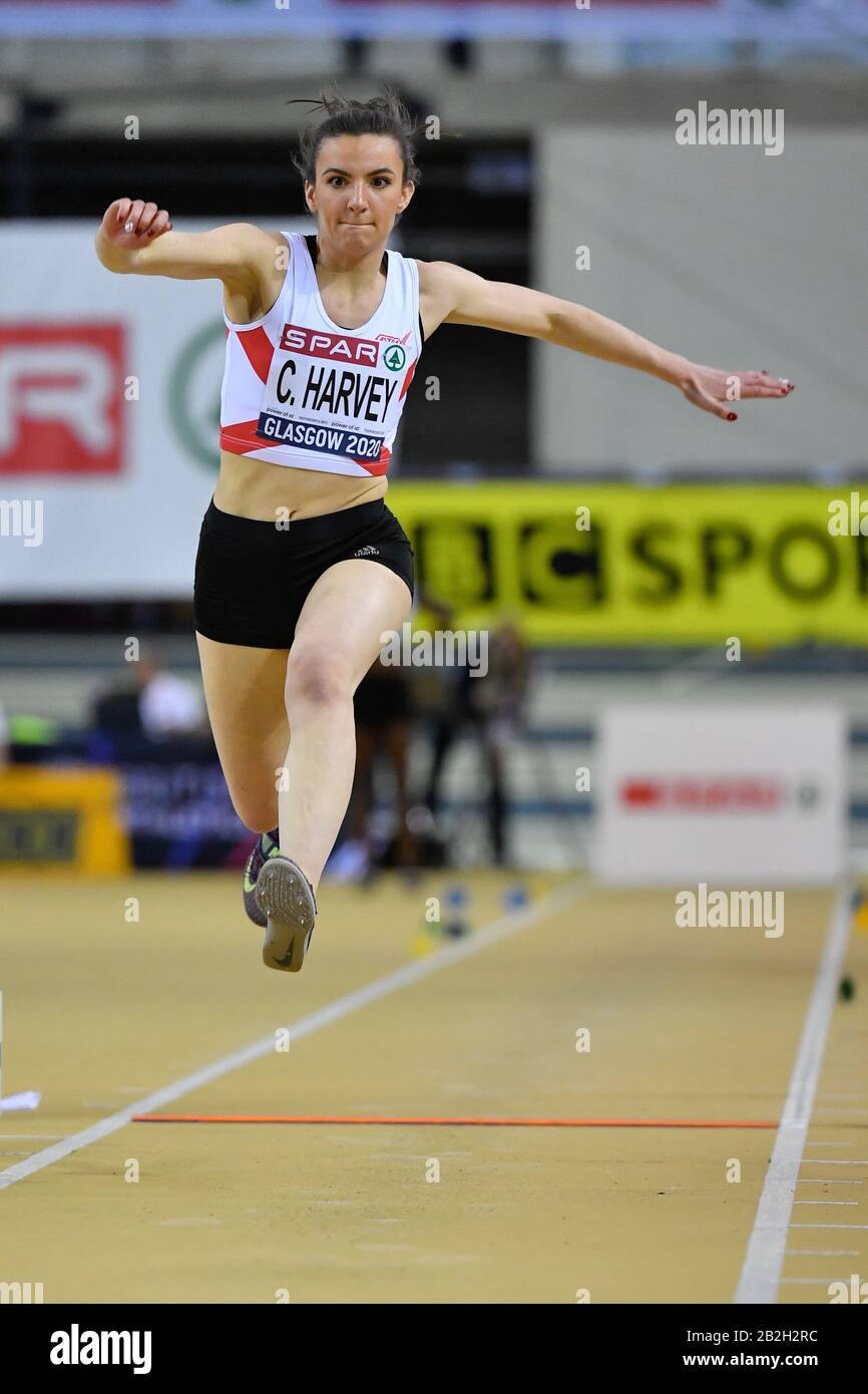 Carolyn Harvey tritt im Dreisprung Der Frauen an, sie hat bei den britischen Leichtathletik-Hallenweltmeisterschaften am Sonntag, 23. Februar 2020, in Glasgow, Großbritannien mit einer Distanz von 11,94 abgeschlossen. (Foto von IOS/ESPA-Images) Stockfoto