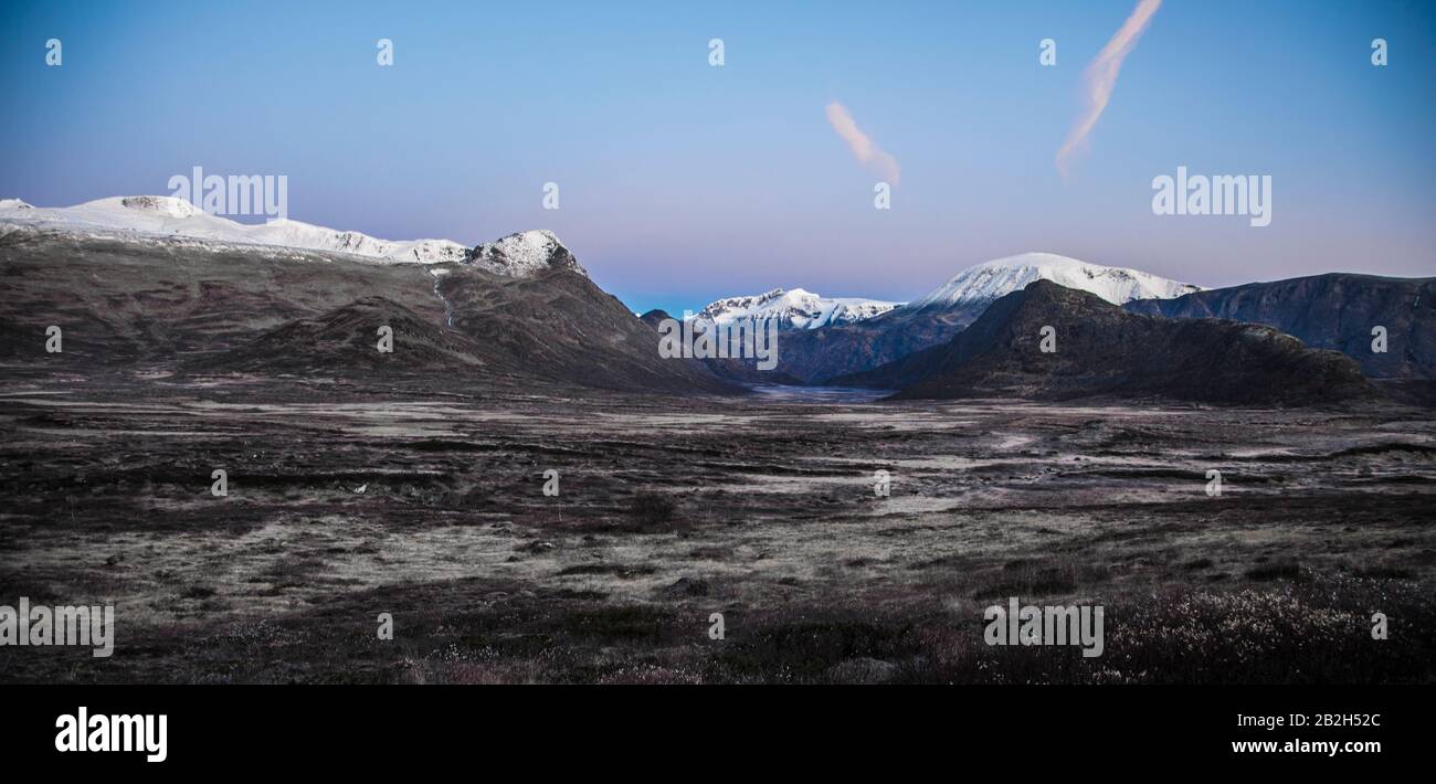 Letztes Licht über die norwegischen alpen Stockfoto