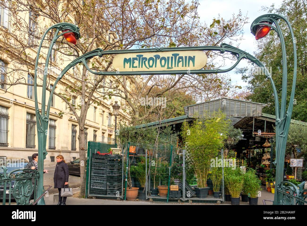 Paris Metropolitain Art Nouveau Schild Stockfoto