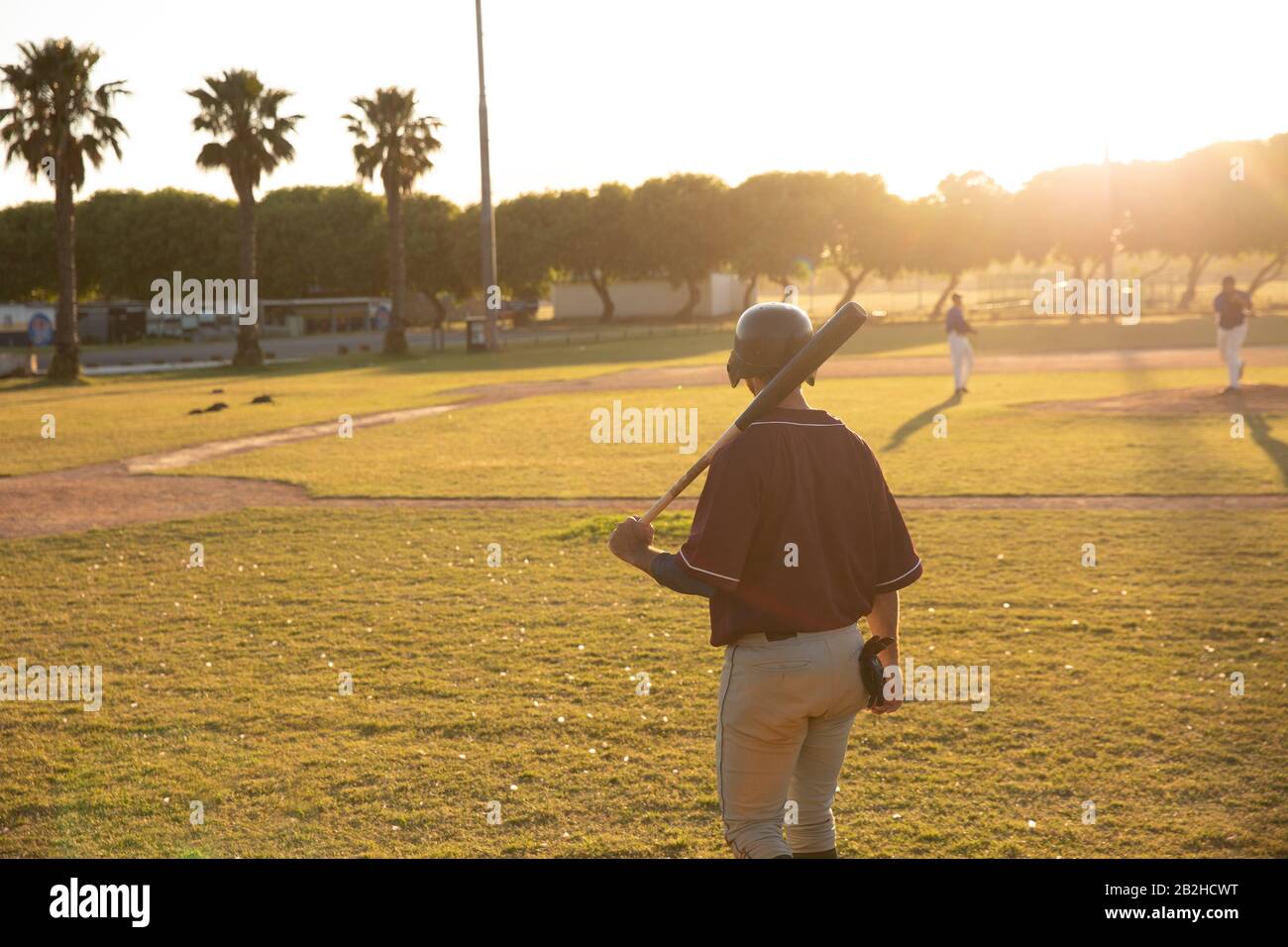 Baseballspieler während des Spiels Stockfoto