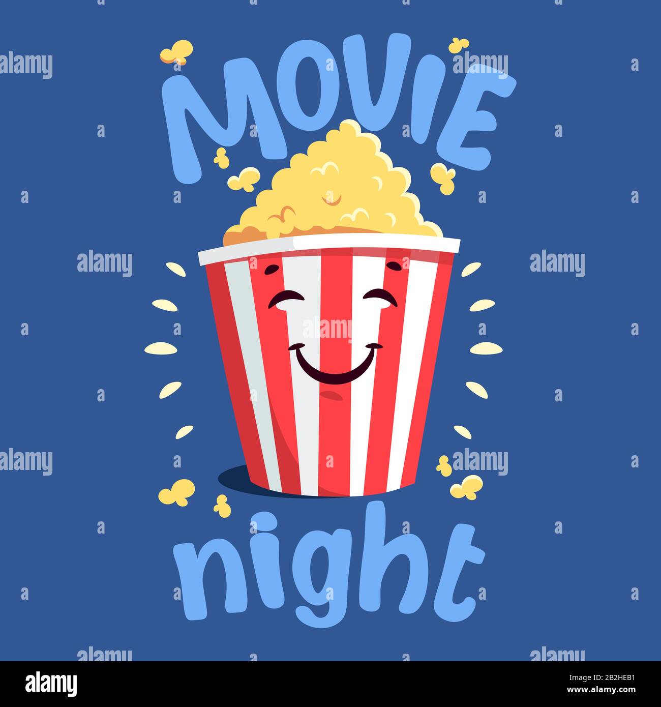 Flache moderne Illustration mit Cartoon-Film Popcorn Stock Vektor