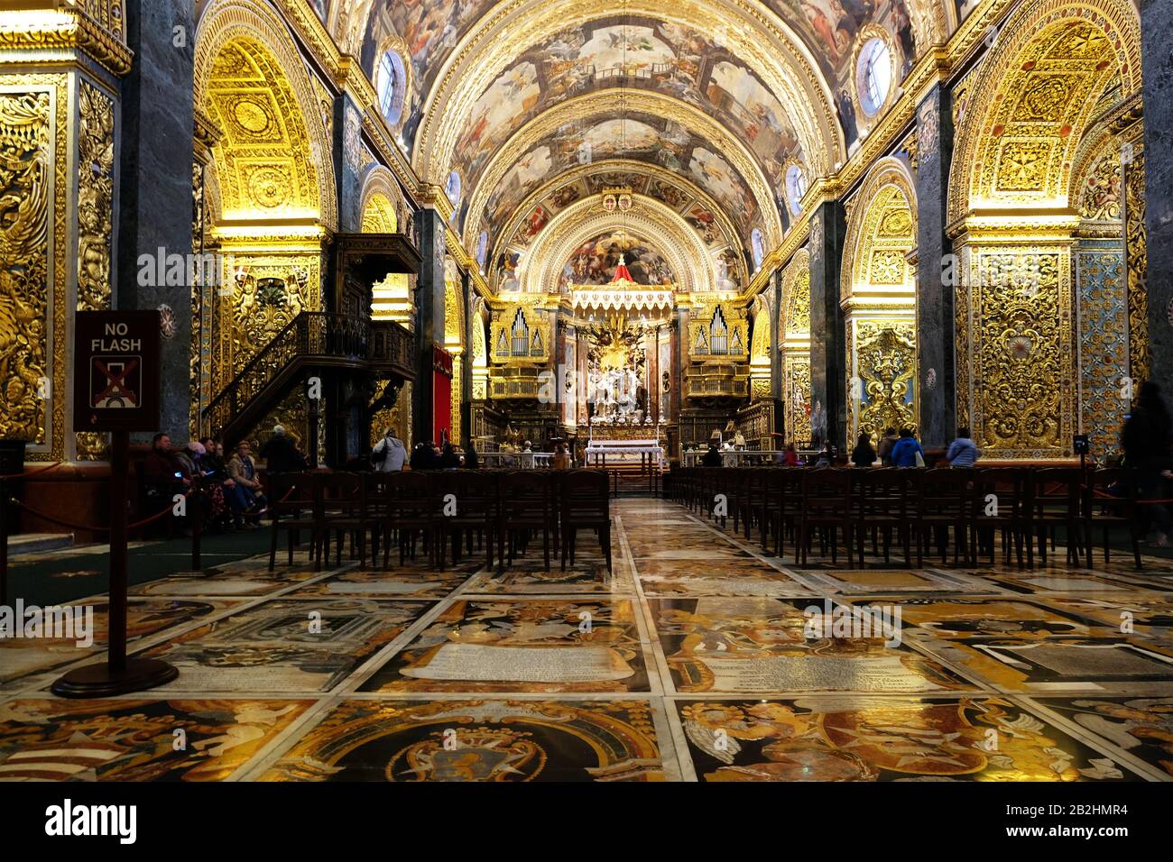 Valletta, Malta 02/50/2020 Baroque Interior der Cokathedrale St. Johannes des Täufers, erbaut vom Johannes Orden im 16. Und 17. Jahrhundert Stockfoto