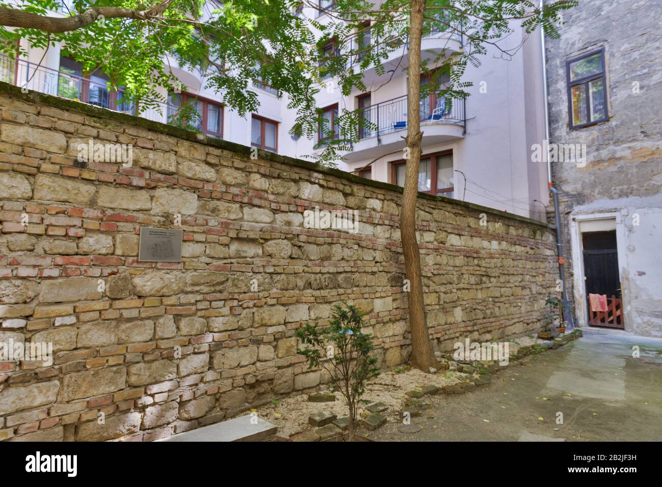 Ghettomauer, Juedisches Viertel, Budapest, Ungarn Stockfoto