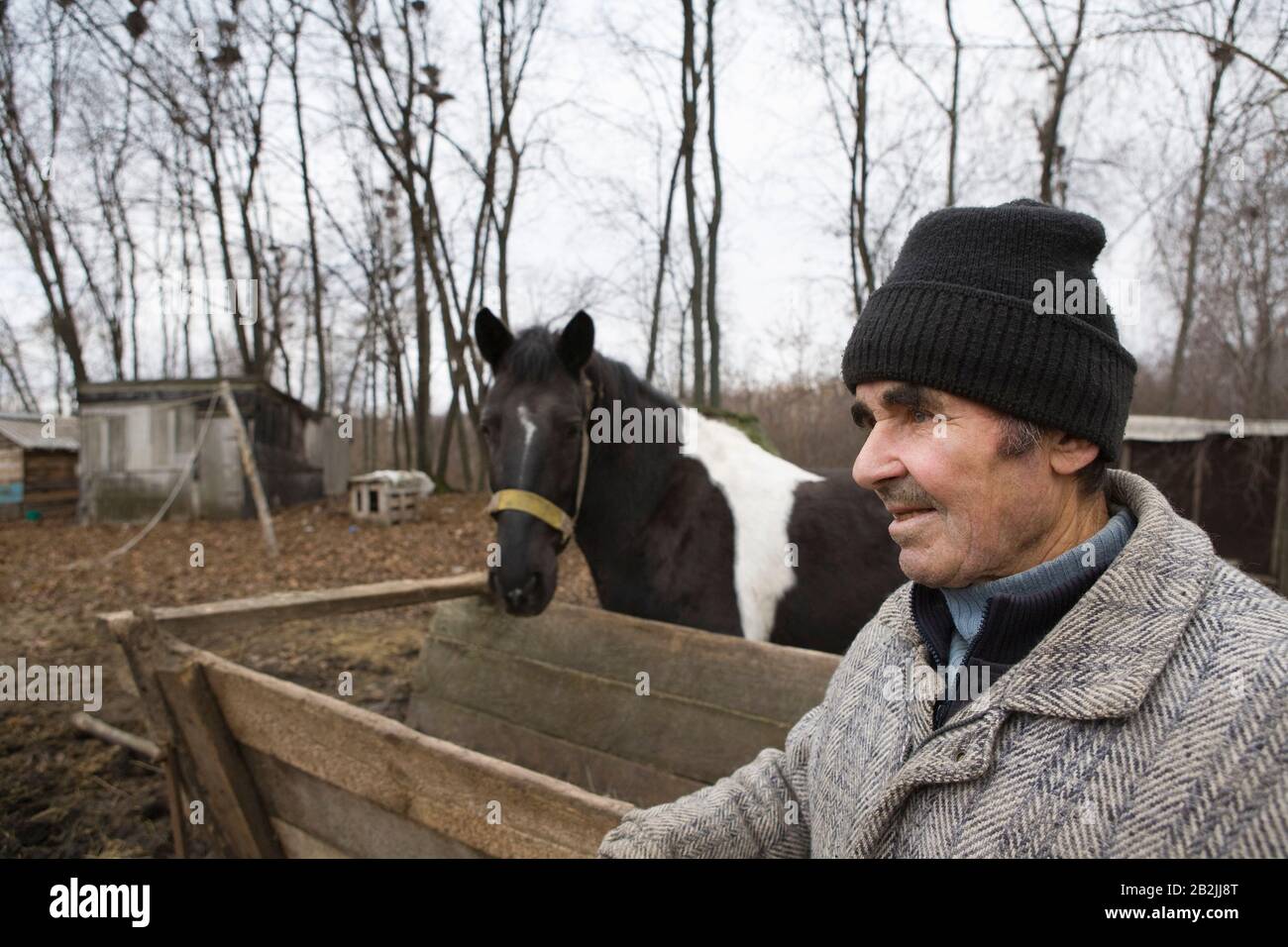 Russland Senior man and Horse Stockfoto