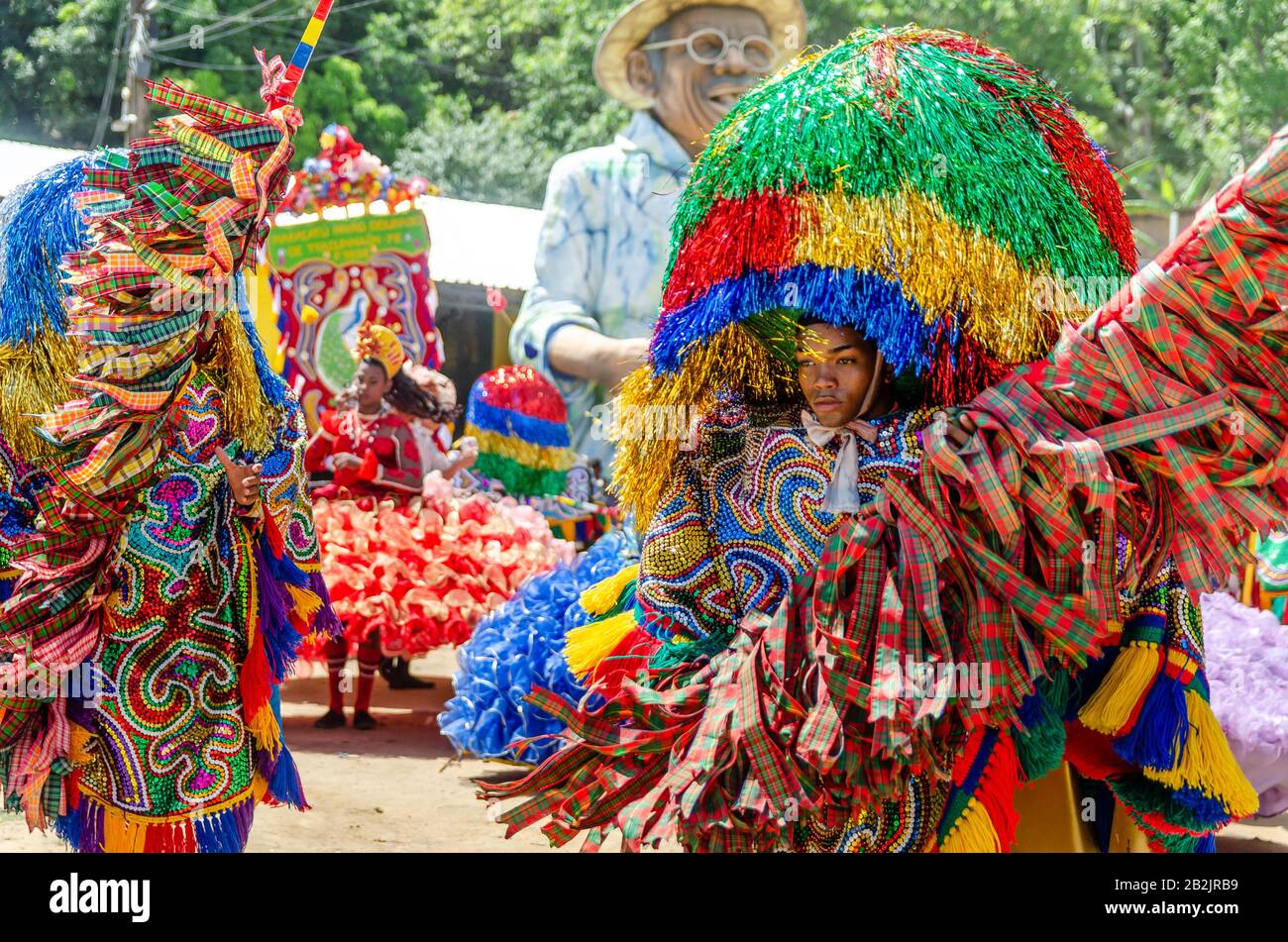 Februar 2020, Brasilianisches Karneval. Popular Culture, Meeting of 'Maracatus de baque solto' ('ländliches Maracatu'), Musik und Tanz typisch für Pernambuco. Stockfoto