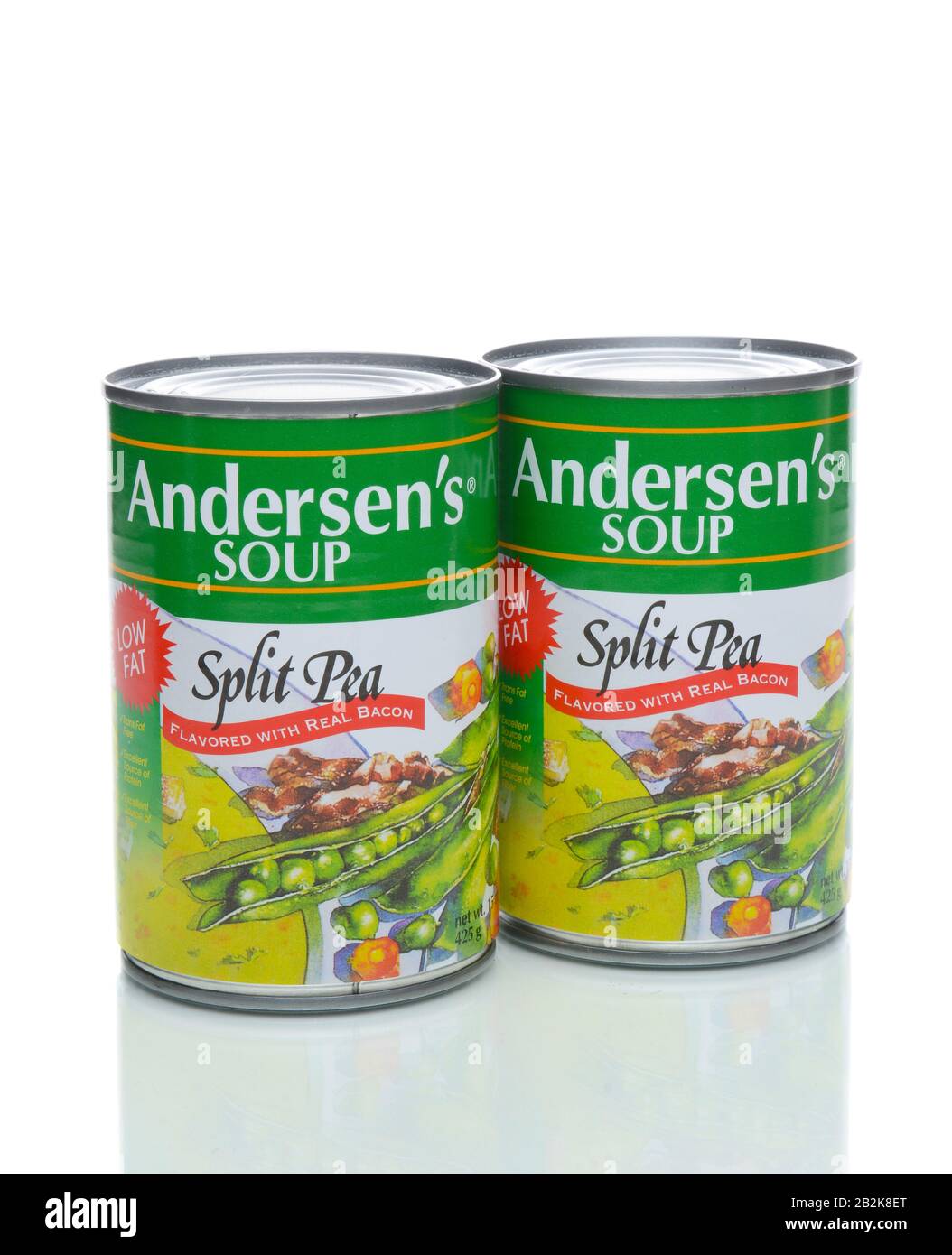Irvine, CA - 4. JANUAR 2018: Andersens Split Pea mit Bacon-Suppe. Die fettarme Suppe ist fettfrei und eine gute Quelle für Faser und Protein. Stockfoto