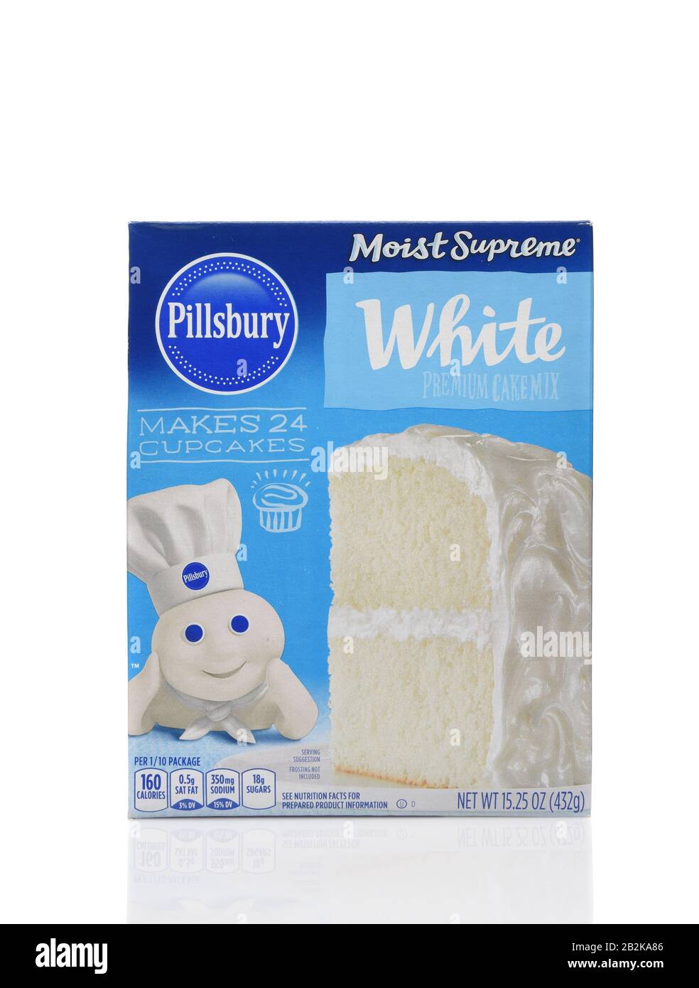 Irvine, KALIFORNIEN - 20. AUGUST 2019: Eine Schachtel Pillsbury Most Supreme Classic White Cake Mix. Stockfoto