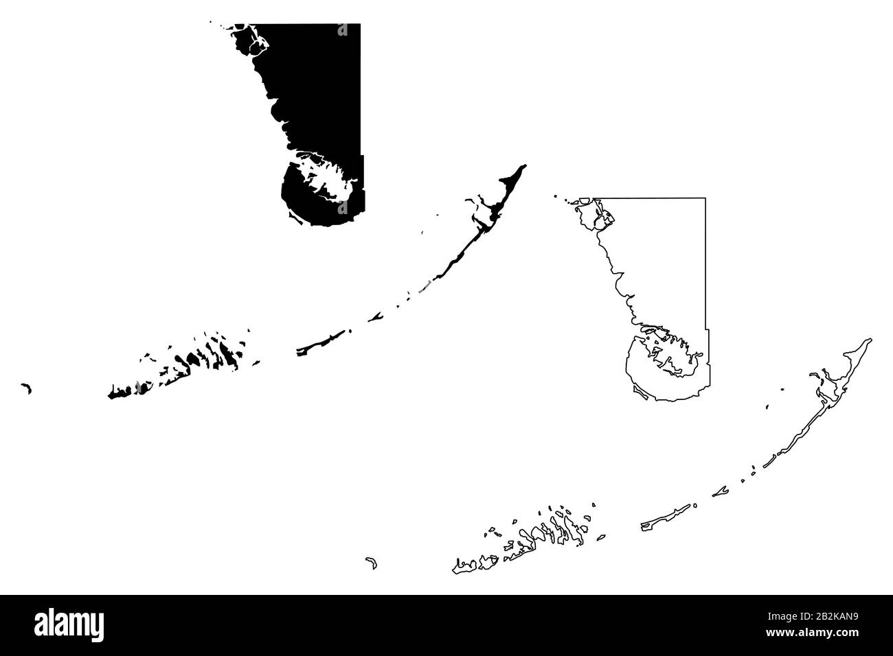 Monroe County, Florida (US-County, Vereinigte Staaten von Amerika, USA, USA, USA) Karte Vektor Illustration, Scribble Sketch Monroe Karte Stock Vektor