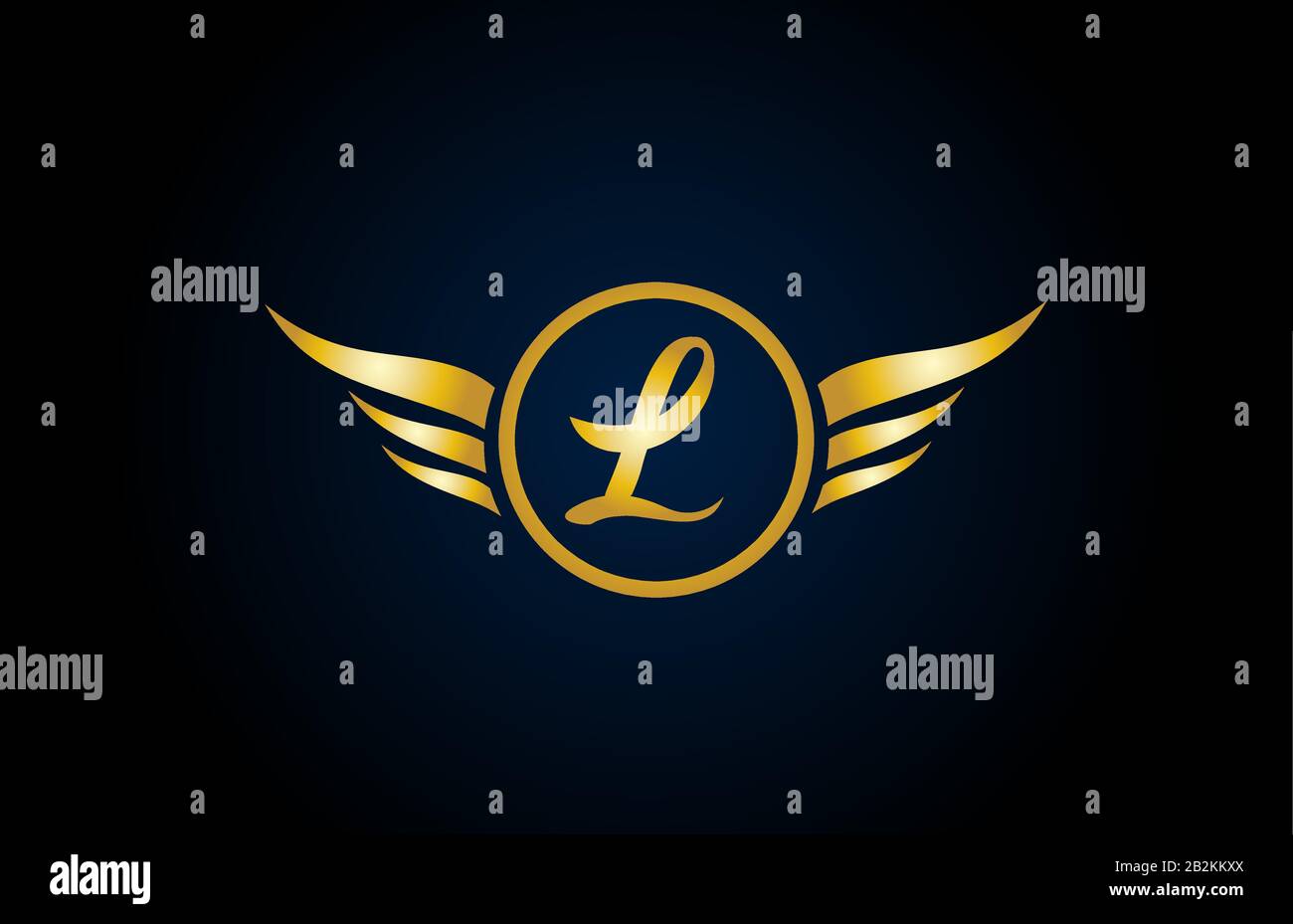 Gold Golden L Wing Wings Alphabet Buchstaben-Logo-Symbol mit klassischem Design für Unternehmen und Unternehmen. Geeignet für stilvolles Logotyp Stock Vektor