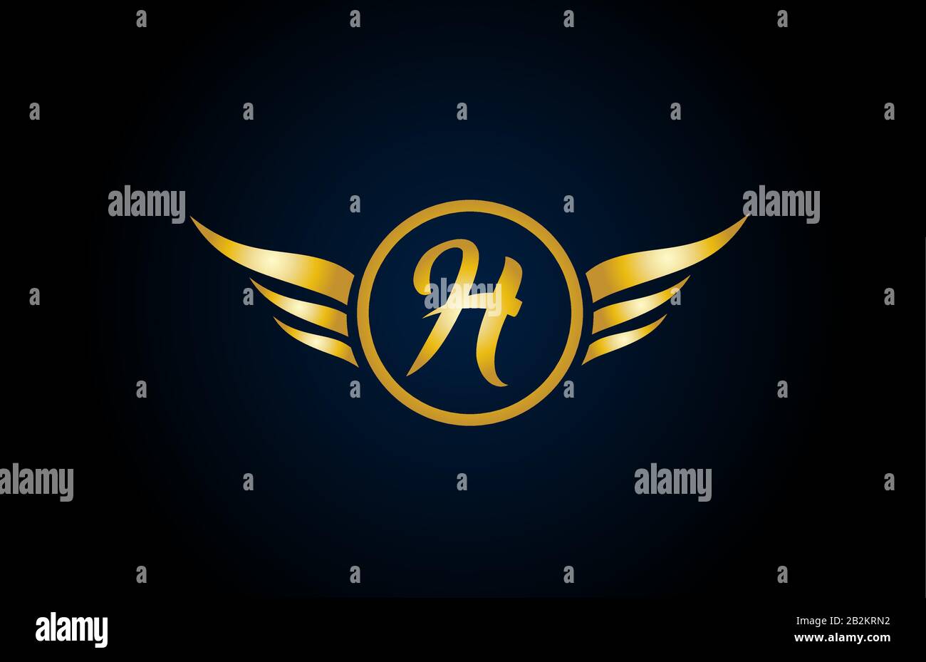 Gold Golden H Wing Wings Alphabet Buchstaben-Logo-Symbol mit klassischem Design für Unternehmen und Unternehmen. Geeignet für stilvolles Logotyp Stock Vektor