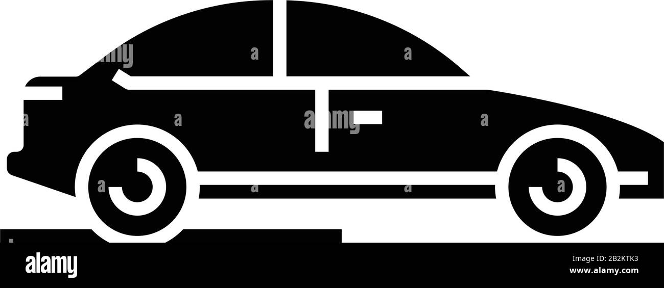Pkw-Symbol schwarz, Konzeptzeichnung, Vektor-Flachsymbol, Glyph-Zeichen. Stock Vektor