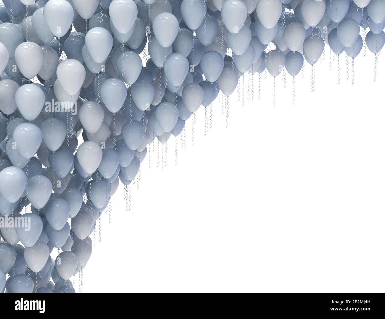 Blaue und weiße Luftballons isoliert auf weißem Hintergrund Stockfoto