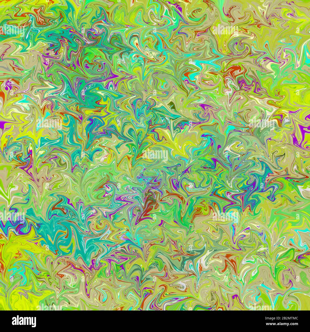 Marmoriertes Papier für Hintergrund oder Endpapier von Buch - Grün und Blau Stockfoto