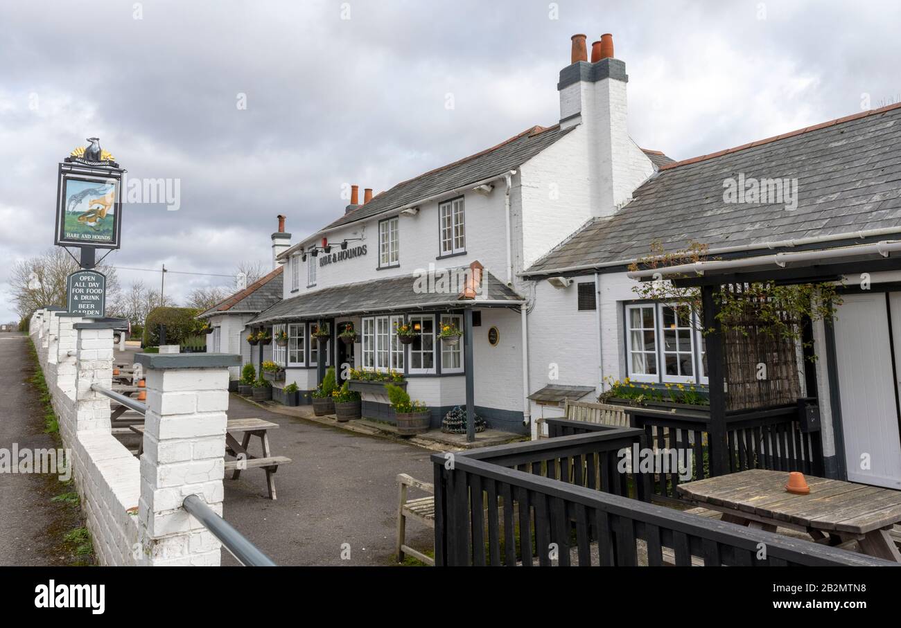 Hare and Hounds a Hall & Woodhouse Public House, Durnstown, Sway, New Forest, Brockenhurst, Hampshire, England, Großbritannien Stockfoto