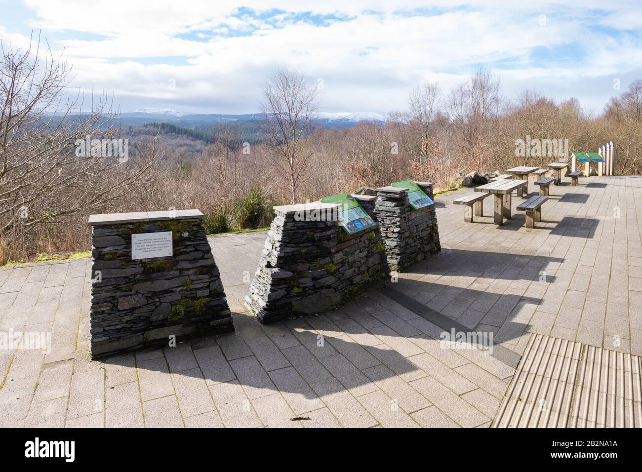 The Lodge Forest Visitor Center, Queen Elizabeth Forest Park, Aberfoyle, Schottland, Großbritannien Stockfoto