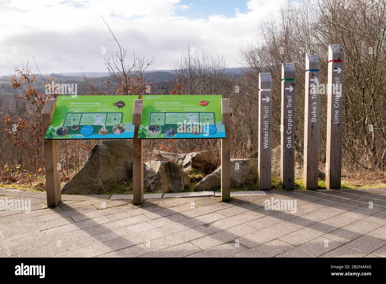 The Lodge Forest Visitor Center, Queen Elizabeth Forest Park, Aberfoyle, Schottland, Großbritannien Stockfoto
