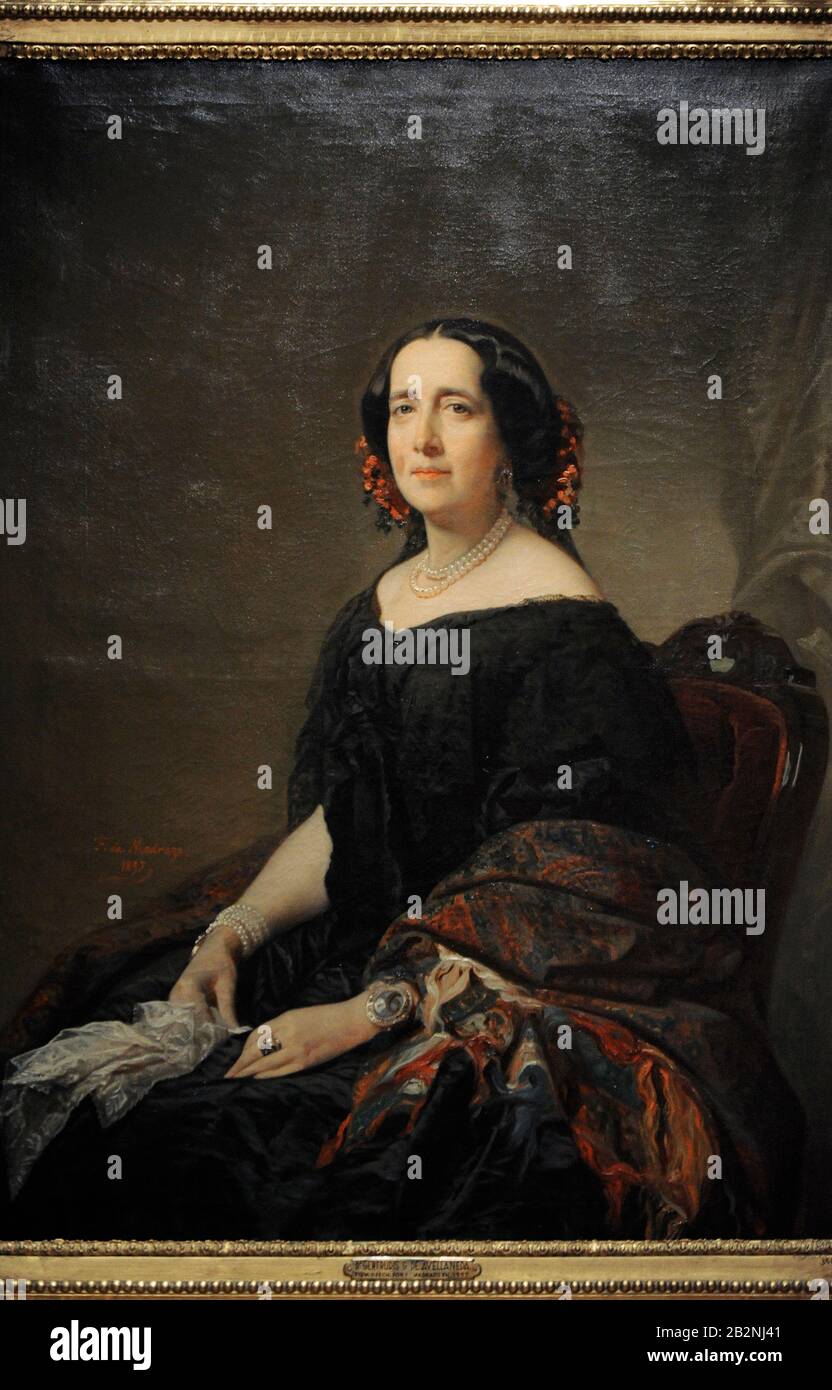 Gertrudis Gomez de Avellaneda (1814-1873). Spanischer Schriftsteller. Porträt von Federico de Madrazo y Kuntz (1815-1894), 1857. Lazaro Galdiano Museum. Madrid. Spanien. Stockfoto