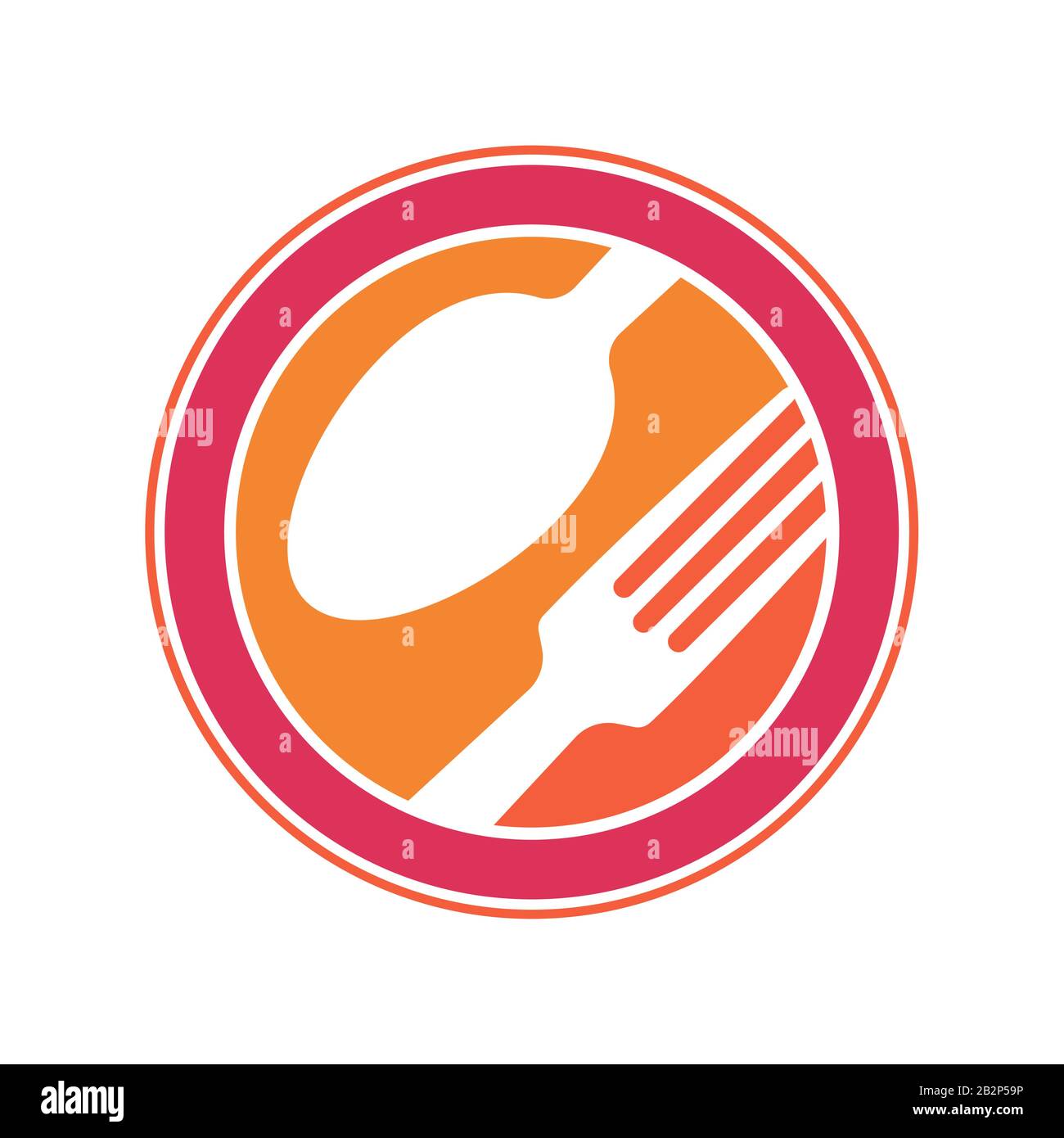 Logo oder Emblem für ein Restaurant, Café oder Diner. Teile der Gabel und ein Löffel im Symbol. Einfach und modern. Stock Vektor