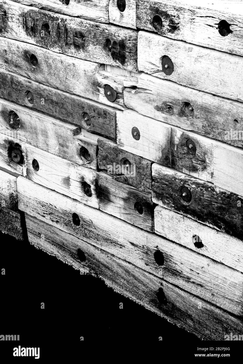 Schwarz-weiß abstrakt von hölzernen Pier. Stockfoto