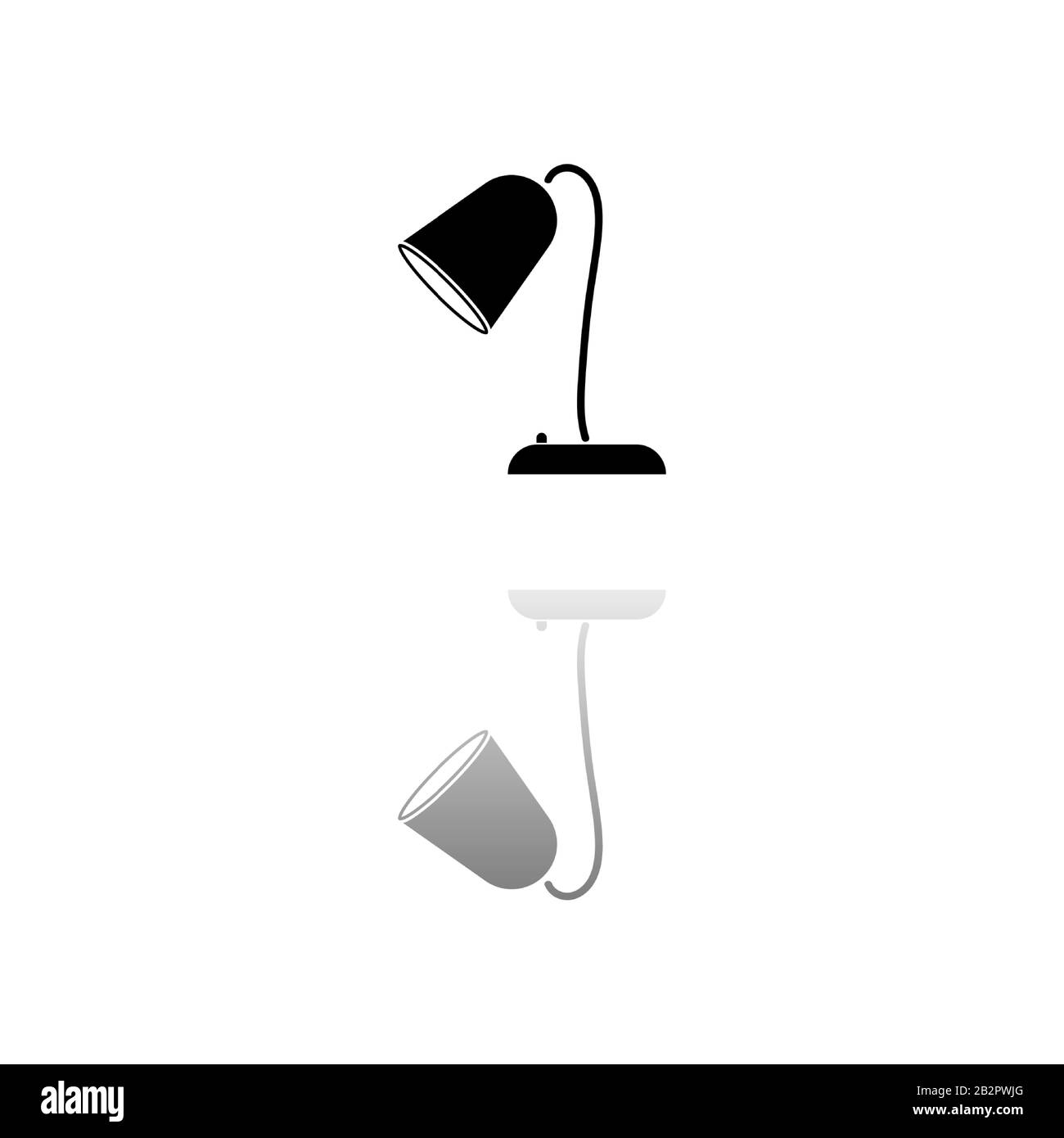 Leselampe. Schwarzes Symbol auf weißem Hintergrund. Einfache Abbildung. Symbol "Flacher Vektor". Spiegelreflexionsschatten. Kann in Logo, Web, Handy und verwendet werden Stock Vektor