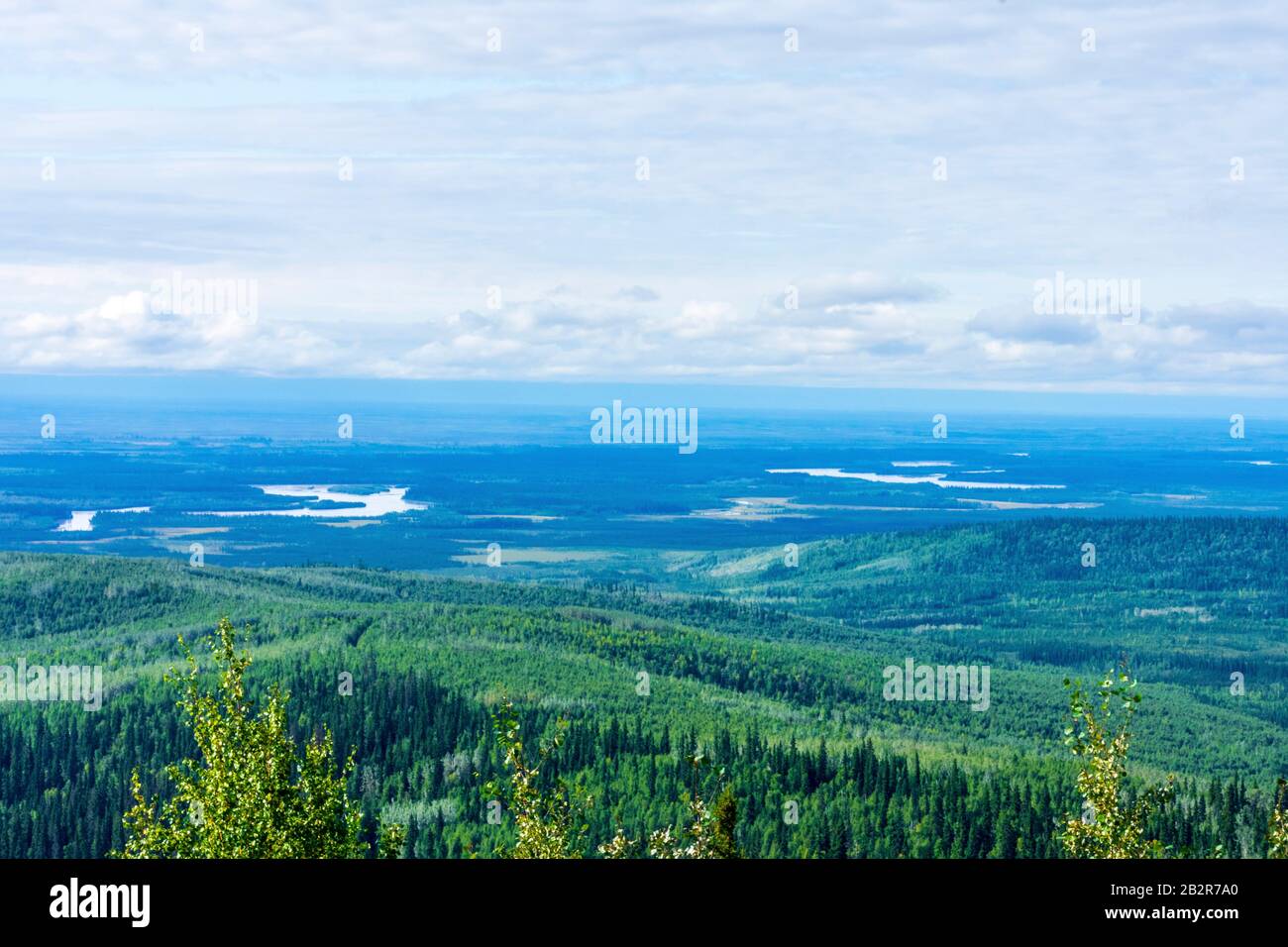 Landschaftsfotografie in Alaska, letzte Grenze, malerischer Blick auf Seen, Ausflug zur Fairbanks Alaska Road, Unberührte Wildnis, Pazifische Nordwestberge Stockfoto