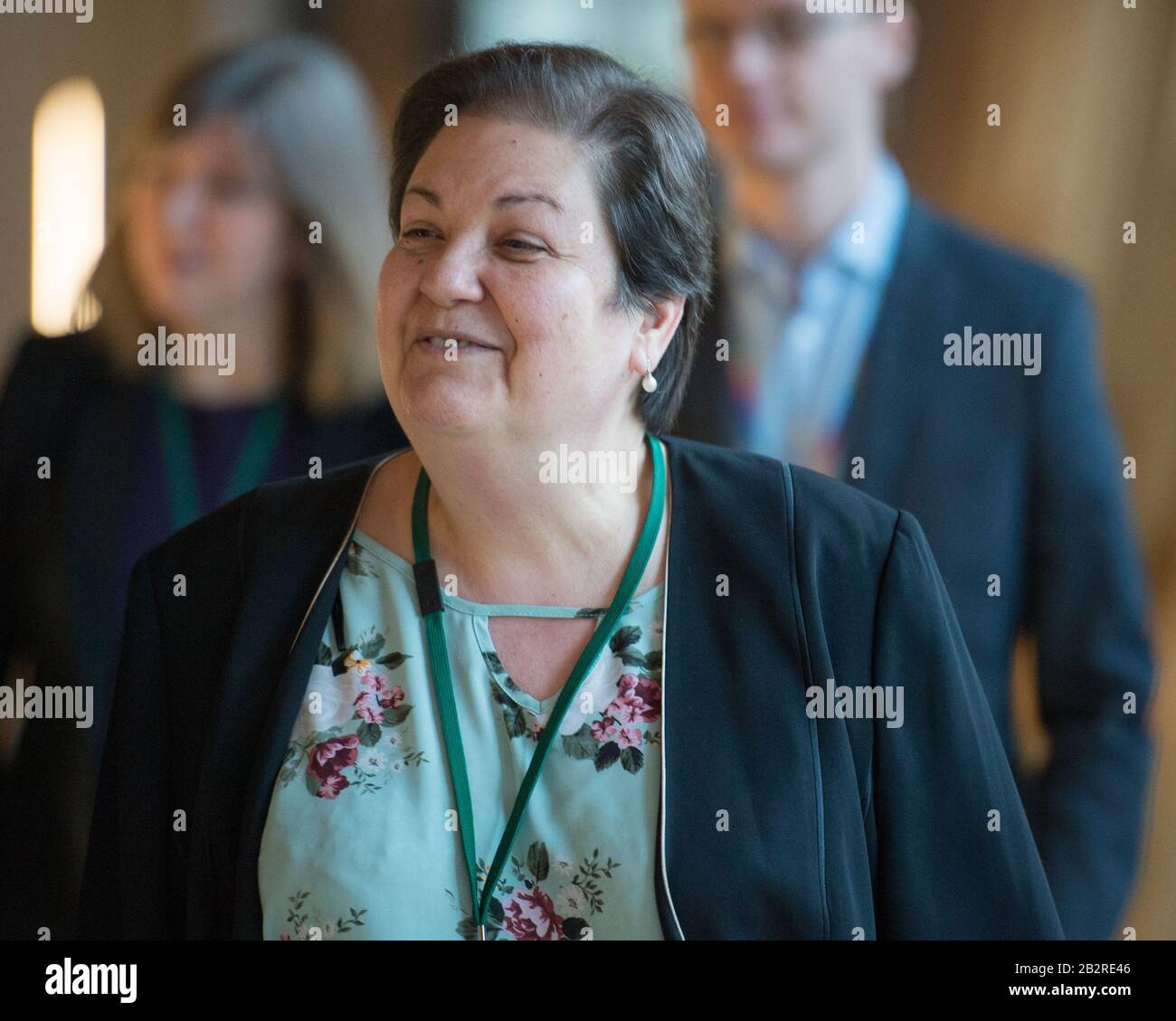 Edinburgh, Großbritannien. März 2020. Abgebildet: Jackie Baillie MSP - Scottish Labour Party und der MSP für Dumbarton. Szenen bilden sich nach der Entscheidungszeit in der Kammer innerhalb des schottischen Parlaments. Kredit: Colin Fisher/Alamy Live News Stockfoto