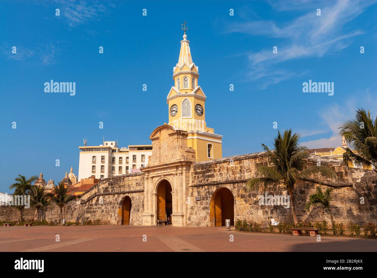 Die Puerta del Reloj, Cartagena de Indias, Kolumbien Stockfoto